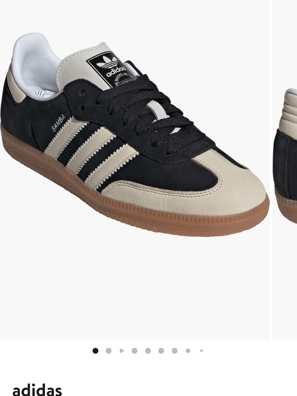 adidas Samba Retro Sneakers — Black and Cream with Gum Sole
